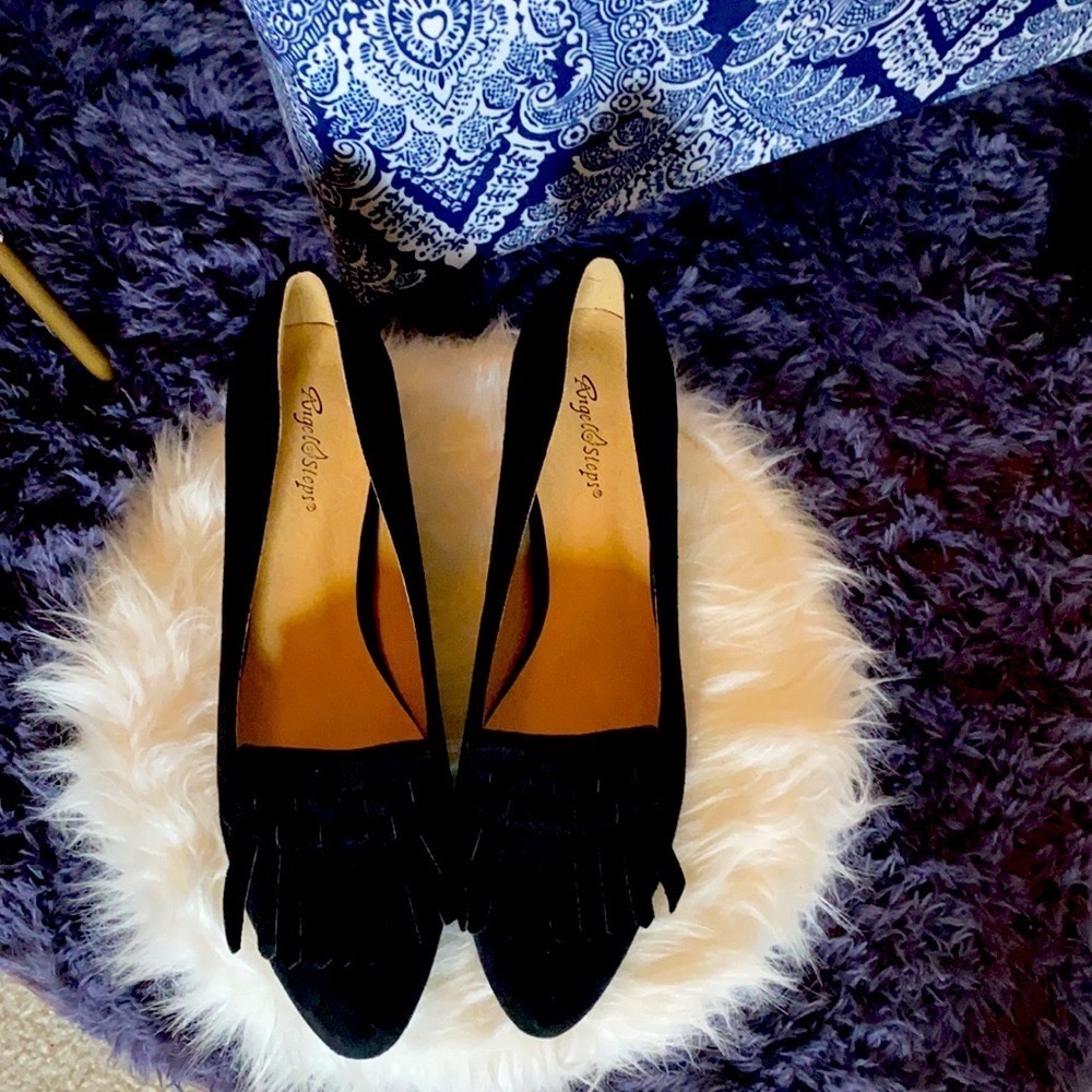 NWOT black boho heels size 10